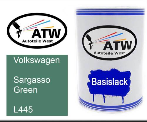 Volkswagen, Sargasso Green, L445: 500ml Lackdose, von ATW Autoteile West.